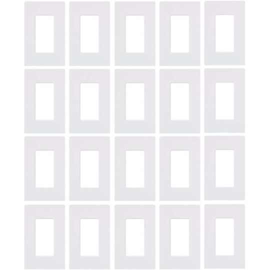 Claro 1 Gang Decorator/Rocker Wallplate, Gloss, White (20-Pack) | CW-1-WH