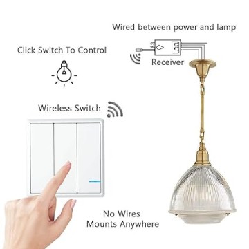 GREENCYCLE Smart Wireless Wall Light Switch, 3PK 3-way Wireless Switch & 9 Remote Receiver, Control Lamp ON/OFF, Controller with Receiver Remote Control House Lighting and Appliances Toggle