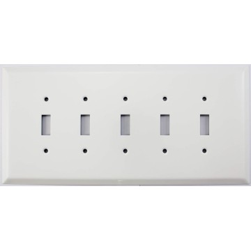 Over Sized Jumbo Smooth White 5 Gang Toggle Light Switch Wall Plate