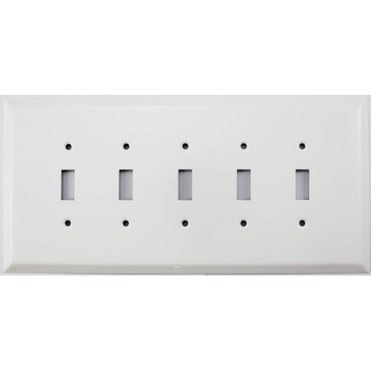Over Sized Jumbo Smooth White 5 Gang Toggle Light Switch Wall Plate