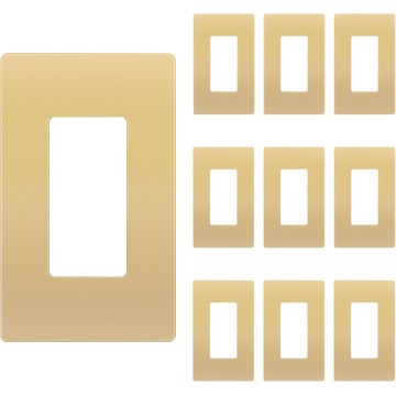 Elite Series Screwless Decorator Wall Plate Child Safe Outlet Cover, Gloss Finish, Size 1-Gang 4.68" H x 2.93" L, Unbreakable Polycarbonate Thermoplastic, SI8831-GD-10PCS, Gold (10 Pack)