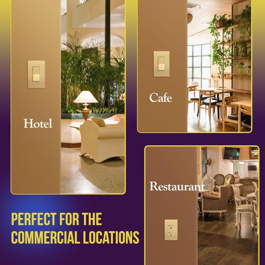 Elite Series Screwless Decorator Wall Plate Child Safe Outlet Cover, Gloss Finish, Size 1-Gang 4.68" H x 2.93" L, Unbreakable Polycarbonate Thermoplastic, SI8831-GD-10PCS, Gold (10 Pack)