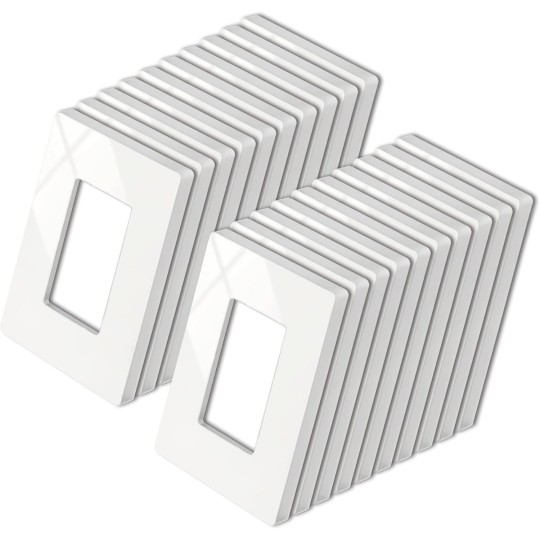 Screwless Decorator Wall Plate, 1 Gang Decorative Light Switch Plate, Decor Outlet Cover, H4.69” x W2.91”, USWP4 Off White Series Wallplate, 20 Pack