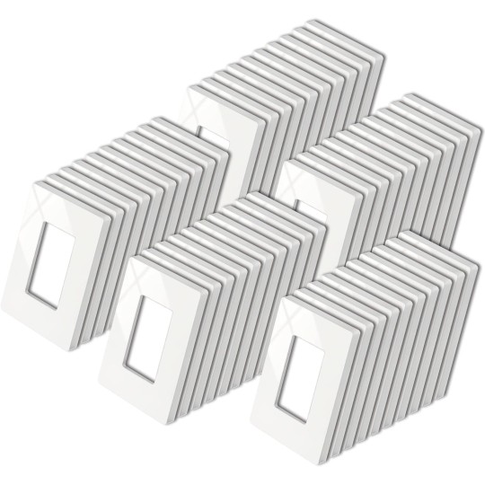 Screwless Decorator Wall Plate, USWP4 Series, 1 Gang Decorative Outlet Cover, Decor Light Switch Plate, Receptacle Face Plate, H4.69” x W2.91”, 50 Pack,Gloss Off White