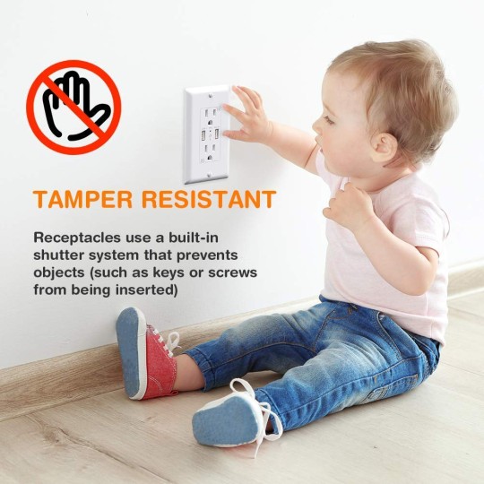 USB Outlet Charger Wall Plate 10Pack, 4.2A High Speed Decora Outlet Receptacle with Dual USB Ports 15A 125V 60Hz Tamper Resistant & Free Faceplate