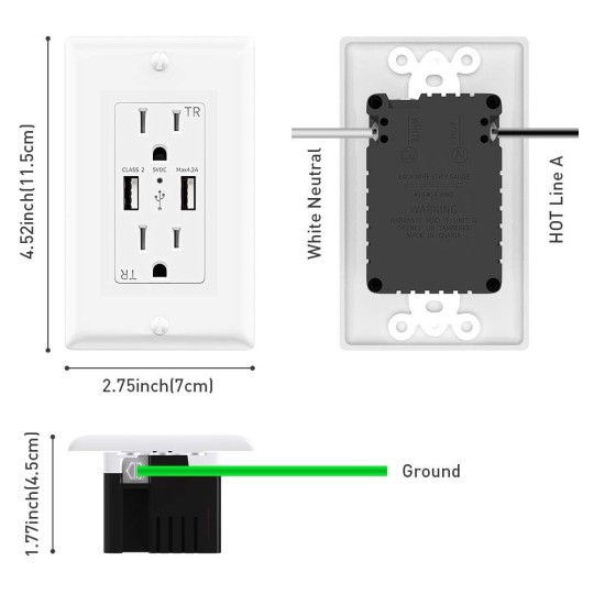 USB Outlet Charger Wall Plate 10Pack, 4.2A High Speed Decora Outlet Receptacle with Dual USB Ports 15A 125V 60Hz Tamper Resistant & Free Faceplate
