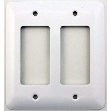 Mulberry Princess Style White Two Gang GFI/Rocker Opening Switch Plate (10)