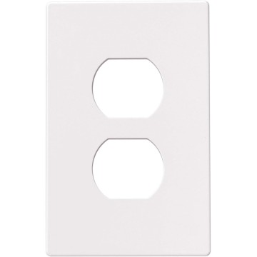 PJS8W Polycarbonate 1-Gang Screwless Duplex Receptacle Mid Size Wall Plate, White, Sold as 8 Pack
