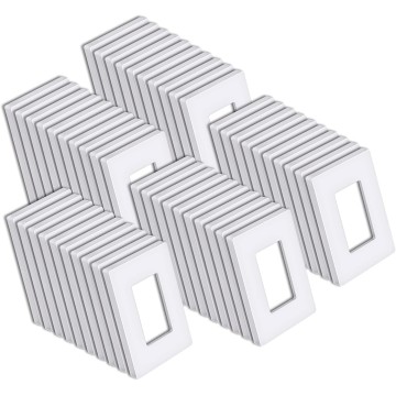 1 Gang Screwless Decorator Wall Plate, Decortive Outlet Cover, Light Switch Cover Plate, USWP6 Snow White Series Face Plate for Dimmer, GFCI, USB Receptacle, 50 Pack, H4.69” x W2.91”