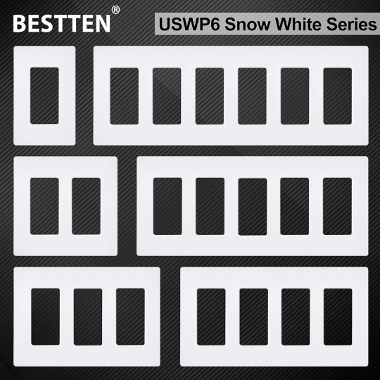 1 Gang Screwless Decorator Wall Plate, Decortive Outlet Cover, Light Switch Cover Plate, USWP6 Snow White Series Face Plate for Dimmer, GFCI, USB Receptacle, 50 Pack, H4.69” x W2.91”