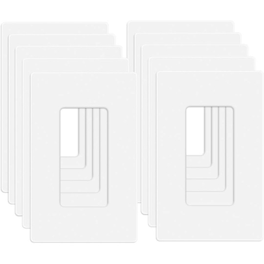 20 Pack 1-Gang Screwless Wall Plate, Decora Outlet Cover Plates, 4.57” H x 2.76” L, for Light Switch, Dimmer, GFCI, USB Outlet