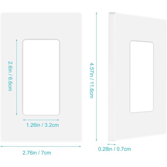20 Pack 1-Gang Screwless Wall Plate, Decora Outlet Cover Plates, 4.57” H x 2.76” L, for Light Switch, Dimmer, GFCI, USB Outlet