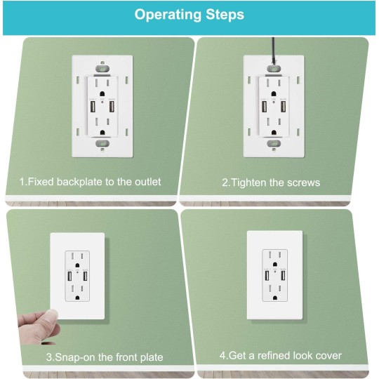 20 Pack 1-Gang Screwless Wall Plate, Decora Outlet Cover Plates, 4.57” H x 2.76” L, for Light Switch, Dimmer, GFCI, USB Outlet