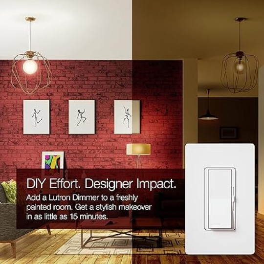 Diva LED+ Dimmer Switch for Dimmable LED, Halogen and Incandescent Bulbs, 150W/Single-Pole or 3-Way, DVCL-153P-WH, White (6-Pack)