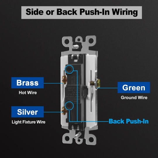 (50 Pack) Decorator Wall Light Switch, Single Pole Switch, 15A 120/277V, 3-Year Warranty, White