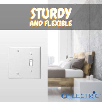 OhLectric Standard Size 2 Gang 1 Toggle 1 Blank Device Configuration Wall Plate - Premium Quality Lexan - Pack of 25 Wall Plates - Decora Wall Plates - Standard Size, White Color - OL-41042