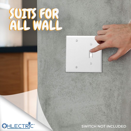 OhLectric Standard Size 2 Gang 1 Toggle 1 Blank Device Configuration Wall Plate - Premium Quality Lexan - Pack of 25 Wall Plates - Decora Wall Plates - Standard Size, White Color - OL-41042