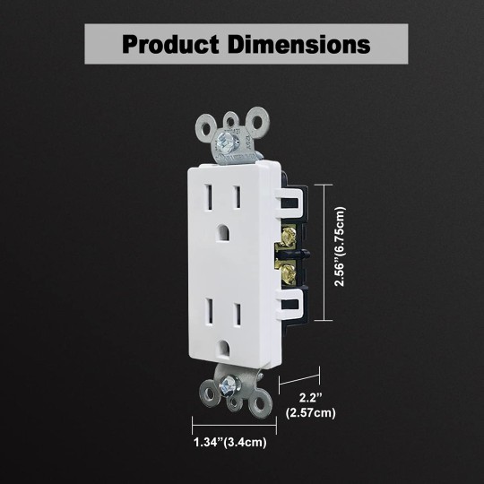 15 Amp Decorator Wall Receptacle, 30 Pack Standard Electrical Outlet, Non-Tamper Resistant, 15A/125V, 2 Pole 3 Wire, Residential and Commercial Use, UL Listed, White