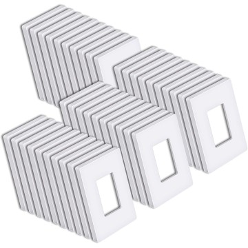 40 Pack 1-Gang Modern Designer Mid Size Screwless Wall Plate, USWP6 Snow White Series, Unbreakable Midway Outlet Cover, Impact Resistant Switch Plate, H4.88” x W3.11"