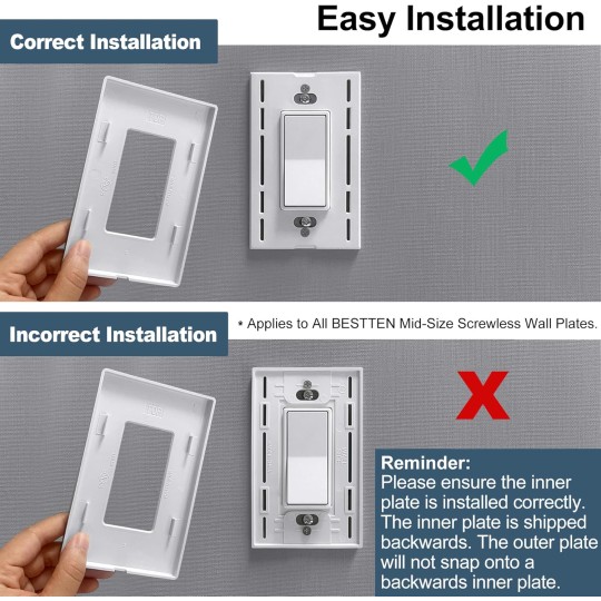 40 Pack 1-Gang Modern Designer Mid Size Screwless Wall Plate, USWP6 Snow White Series, Unbreakable Midway Outlet Cover, Impact Resistant Switch Plate, H4.88” x W3.11"