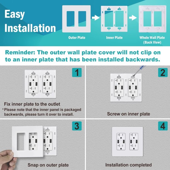 2-Gang Decorator Screwless Wall Plates, 12 Pack Child Safe Switch Plate Covers, Double Receptacle Outlet Cover, Standard Size 4.68”X 4.72”, Impact Resistant, Glossy White
