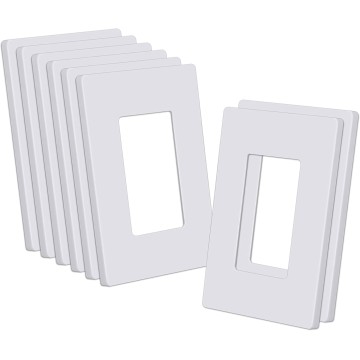 Decorator Screwless Wall Plate, 1-Gang Receptacle Outlet Cover, 8 Pack Hidden Screw Smooth Face Switch Plates, Standard Size 2.91”x4.68”, Impact Resistant, White