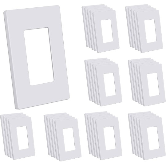 Screwless Wall Plates, 40 Pack Decorator Light Switch Covers, 1-Gang Decor Outlet Switch Plate, Standard Size 2.91”x4.68”, Impact Resistant, White