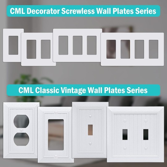 Screwless Wall Plates, 40 Pack Decorator Light Switch Covers, 1-Gang Decor Outlet Switch Plate, Standard Size 2.91”x4.68”, Impact Resistant, White