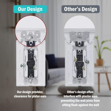 Screwless Decorator Wall Plates, 3-Gang Wall Safe Outlet Cover, 4 Pack Hidden Screw Switch Plate, Standard Size 4.68”X 6.54”, Impact Resistant, White