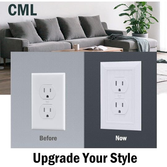 Classic Single Duplex Wall Plate, 1-Gang Vintage Outlet Covers, 10 Pack Retro Wood Grain Design White Switch Plates, Standard Size 3.15”X 4.87”, Impact Resistant