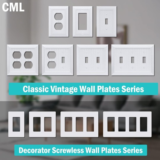 Classic Single Duplex Wall Plate, 1-Gang Vintage Outlet Covers, 10 Pack Retro Wood Grain Design White Switch Plates, Standard Size 3.15”X 4.87”, Impact Resistant