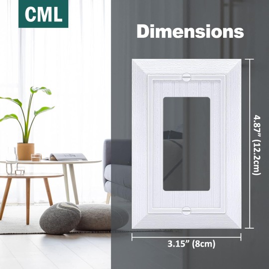 Classic Single Decorator Wall Plate, Vintage 1-Gang Light Switch Covers, 10 Pack Retro Wood grain Design Outlet Cover Plates, Standard Size 3.15”X 4.87”, Impact Resistant, White