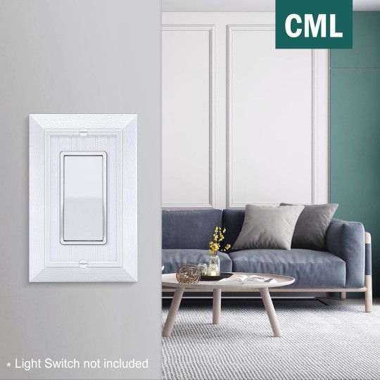 Classic Single Decorator Wall Plate, Vintage 1-Gang Light Switch Covers, 10 Pack Retro Wood grain Design Outlet Cover Plates, Standard Size 3.15”X 4.87”, Impact Resistant, White