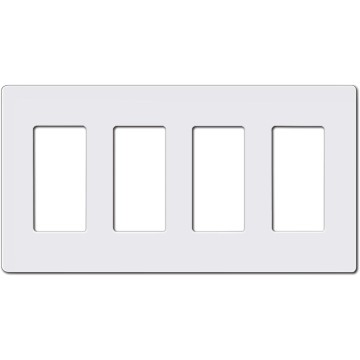 Decorator Screwless Wall Plate, 4-Gang Light Switch Covers, Decor Outlet Cover Plate, Standard Size 4.68”X 8.34”, Impact Resistant, White