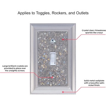 Classy Glam Decorative Crystal Bling Rhinestone Wall Plate Cover (Quad Decorator/Rocker/GFC)