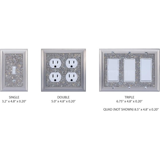 Classy Glam Decorative Crystal Bling Rhinestone Wall Plate Cover (Quad Decorator/Rocker/GFC)