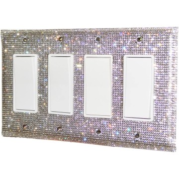 Bling Rhinestone Wall Plate Cover (Quad Rocker)