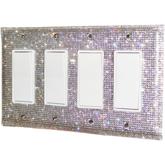 Bling Rhinestone Wall Plate Cover (Quad Rocker)