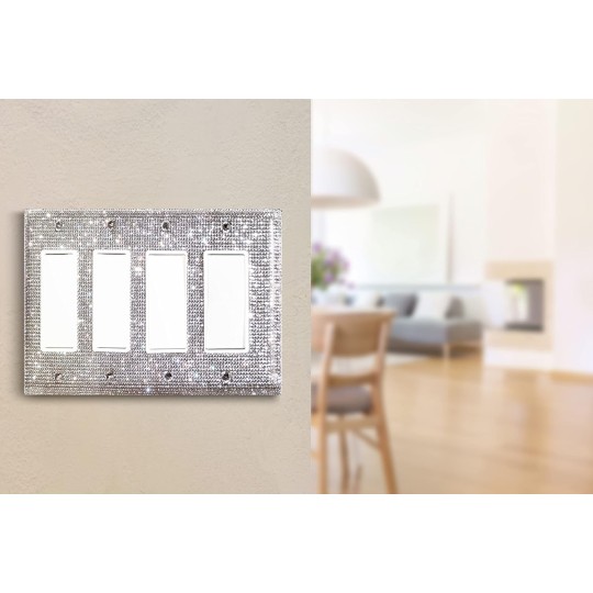 Bling Rhinestone Wall Plate Cover (Quad Rocker)