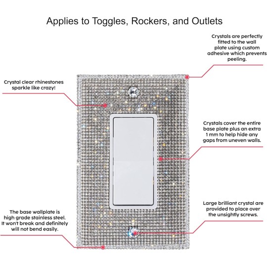 Bling Rhinestone Wall Plate Cover (Quad Rocker)
