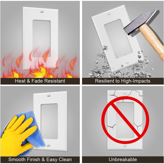 20-Pack 1-Gang Wall Plate Decorator Switch Cover Receptacle Outlet Cover Plates for Light Switches, Dimmers, GFCI, Receptacle, USB Outlet, White