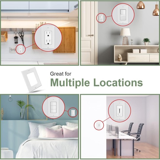 20-Pack 1-Gang Wall Plate Decorator Switch Cover Receptacle Outlet Cover Plates for Light Switches, Dimmers, GFCI, Receptacle, USB Outlet, White