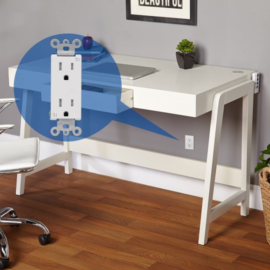 15 Amp Decorator Wall Recetpacle Outlet, 50 Pack Tamper Resistant (TR) Decor Standard Electrical Outlets, 15A/125V, 2 Pole 3 Wire, UL Listed, White