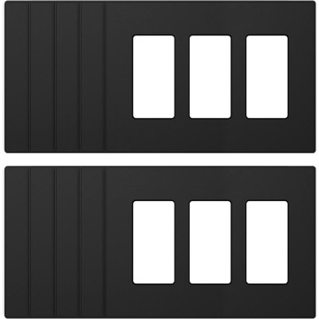 3-Gang Screwless Decorative Wall Plates, Mid-Size Unbreakable Thermoplastic Faceplate Cover for Decorator Receptacle Outlet Switch, UL Listed (10 Pack, Matte Black)