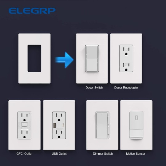 1-Gang Screwless Decorative Wall Plates, Mid-Size Unbreakable Thermoplastic Faceplate Cover for Decorator Receptacle Outlet Switch, UL Listed (10 Pack, Matte White)