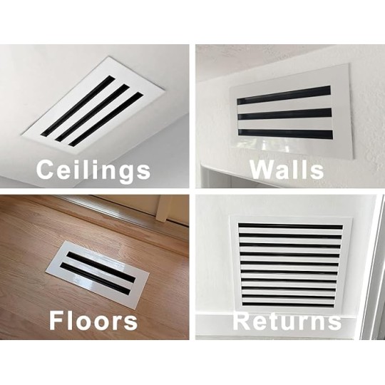 16x16 Modern AC Vent Cover - Decorative White Air Vent - Standard Linear Slot Diffuser - Register Grille for Ceiling, Walls & Floors - Texas Buildmart