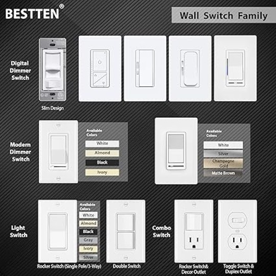 100 Pack Single Pole Decorator Wall Light Switch with Wall Plate, 15A 120/277V, On/Off Rocker Paddle Interrupter for LED and Other Lamps, UL Listed, White