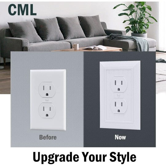 (20 Pack) Classic Single Duplex Wall Plate, 1-Gang Vintage Outlet Covers, Retro Wood Grain Design White Switch Plates, Standard Size 3.15”X 4.87”, Impact Resistant