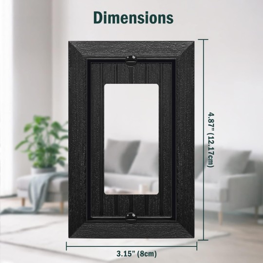 Classic Black Decorator Wall Plate, 1-Gang Beadboard Light Switch Covers, Retro Wood grain Design Outlet Cover, Standard Size 3.15”X 4.87”, Impact Resistant, 10 Pack