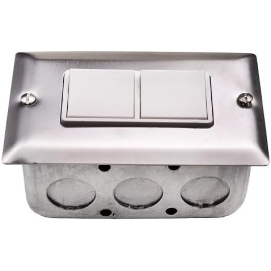 Single Duplex Switch Wall Plate and Gang Box - 20 Amp Per Pole-Silver Finish